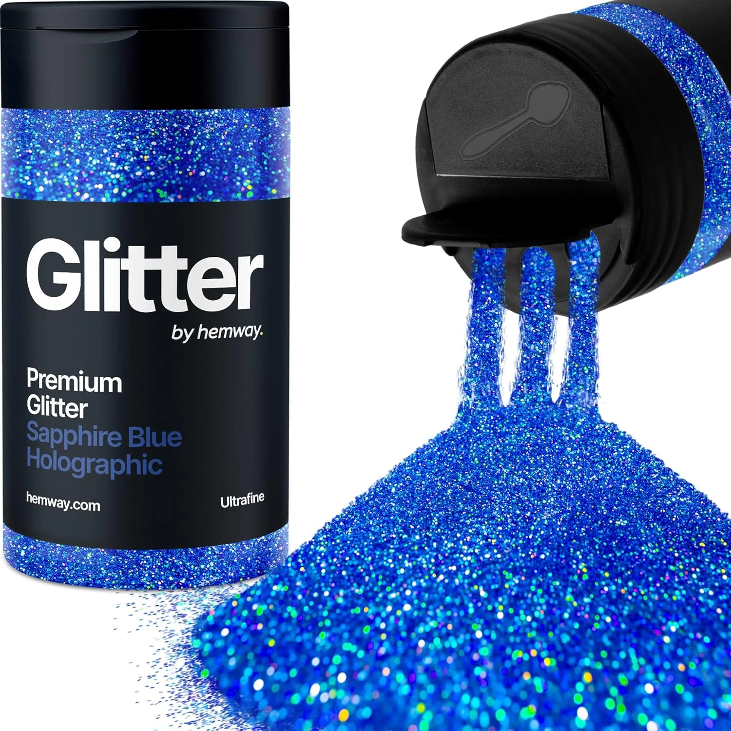 پودر اکلیل هولوگرافیک یاقوت کبود Hemway، فوق العاده ریز، 130 گرم / 4.6 اونس، پولک های اکلیلی فلزی رزینی مناسب برای لیوان های اپوکسی، مو، صورت، بدن، چشم، هنر ناخن، جشن