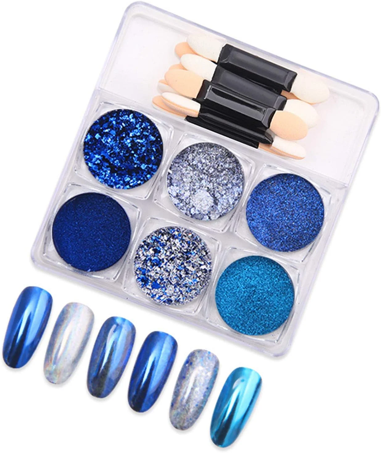 پودر اکلیل ناخن ایروامی، ست پودر اکلیل ناخن با برس، تزئینات ناخن، جلوه آینه ای، کروم متالیک، رنگدانه مانیکور ناخن، تجهیزات پولیش ژل ناخن