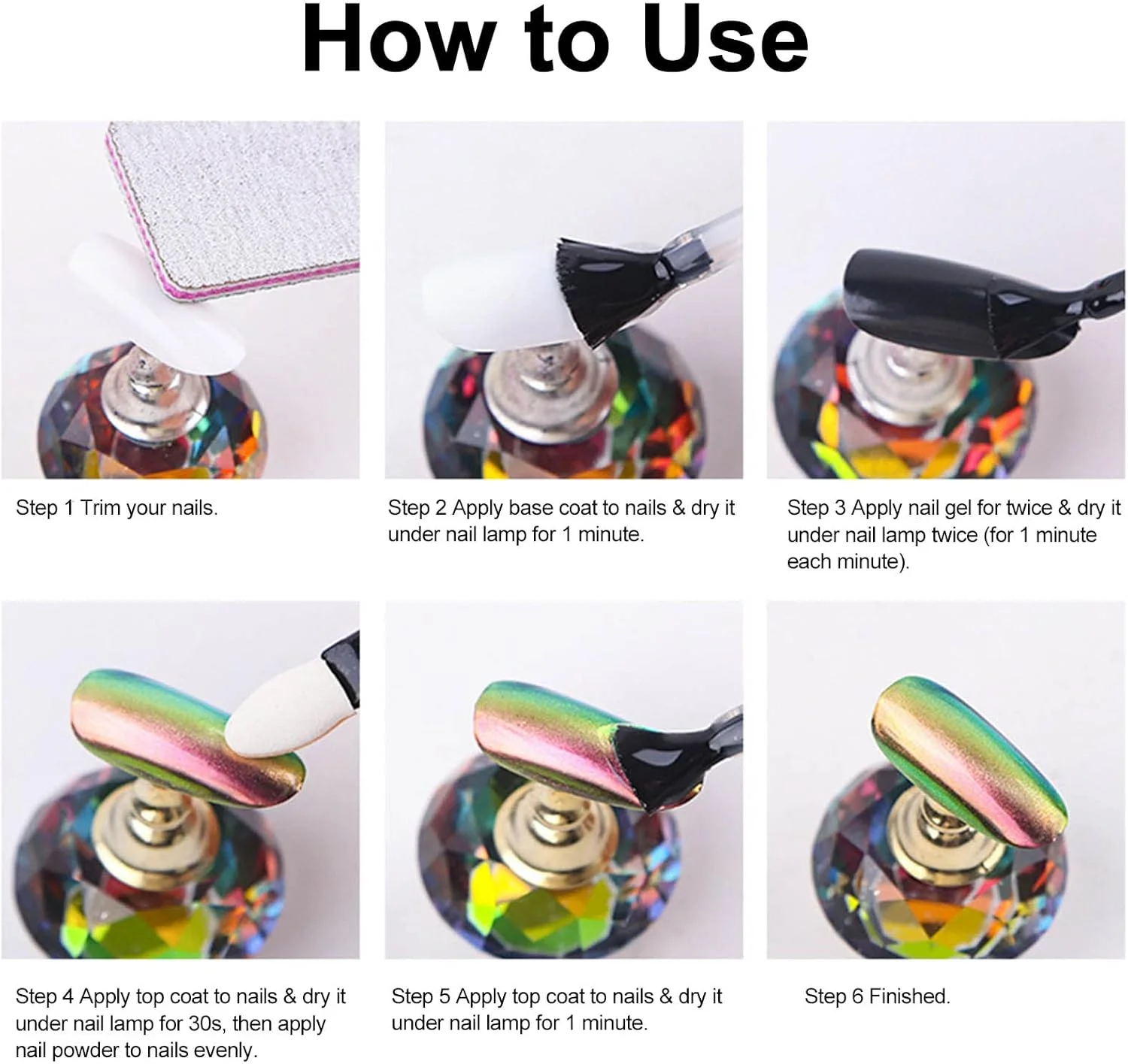 پودر اکلیل ناخن ایروامی، ست پودر اکلیل ناخن با برس، تزئینات ناخن، جلوه آینه ای، کروم متالیک، رنگدانه مانیکور ناخن، تجهیزات پولیش ژل ناخن