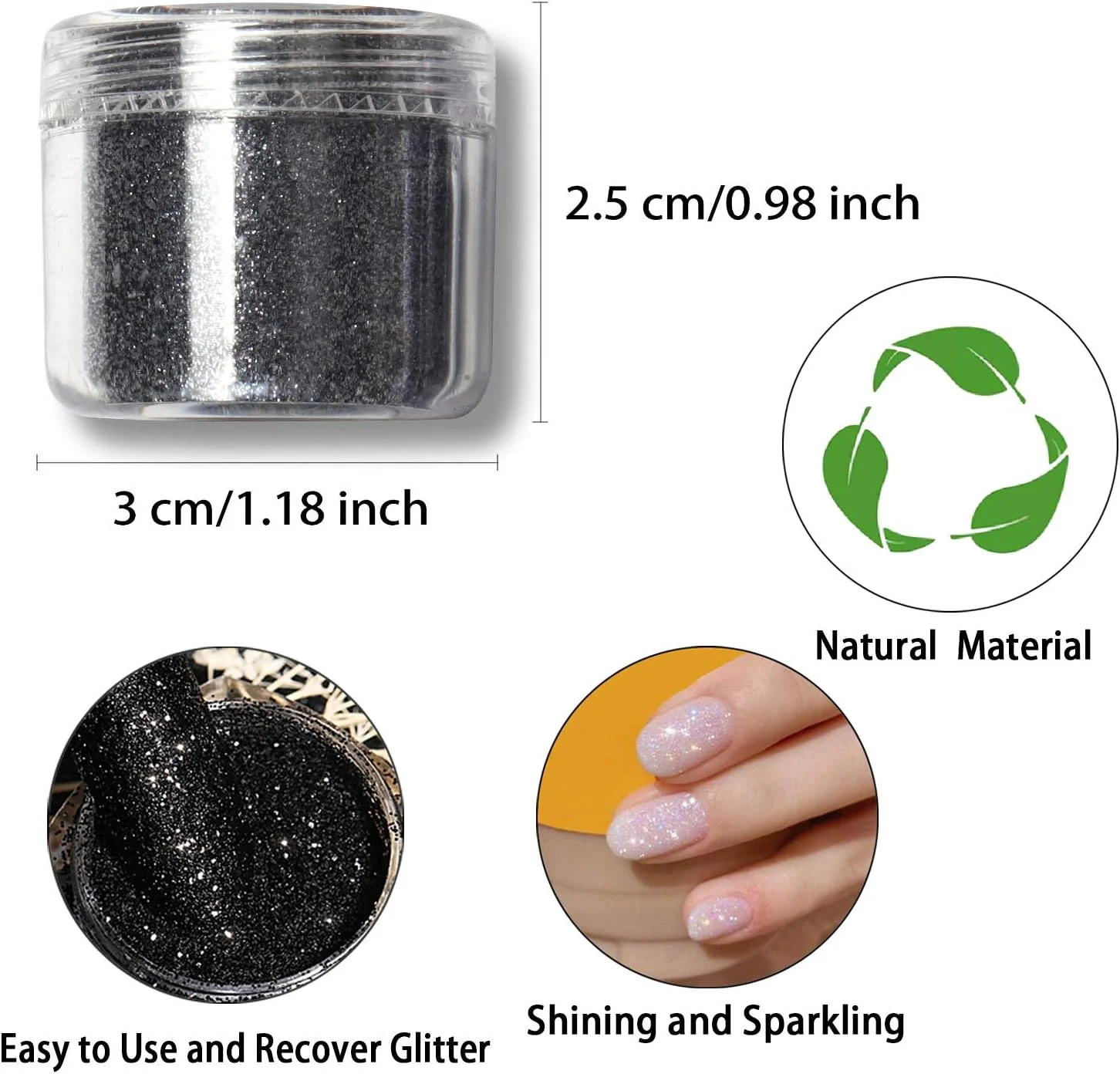 پودر اکلیل ناخن آل استاری با 6 رنگ، سفید هولوگرافیک مشکی، اکلیل براق با افکت شکر، پودر رنگارنگ آرایشی برای جشنواره، تزئین ناخن DIY برای مانیکور و صنایع دستی DIY