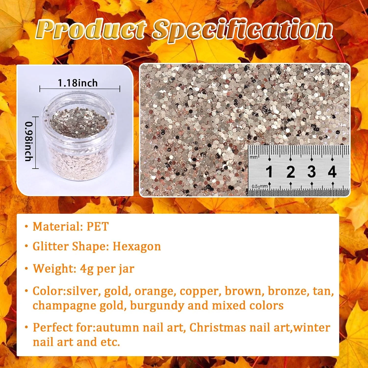 لازا، پودر اکریلیک ناخن با ۱۳ رنگ و اکلیل، ۱۰ گرم، پولک های مسی رترو، دانه های رنگین کمانی، پولک های فوق العاده نازک، مناسب برای آرایش صورت، چشم، بدن و مو - دوران طلایی