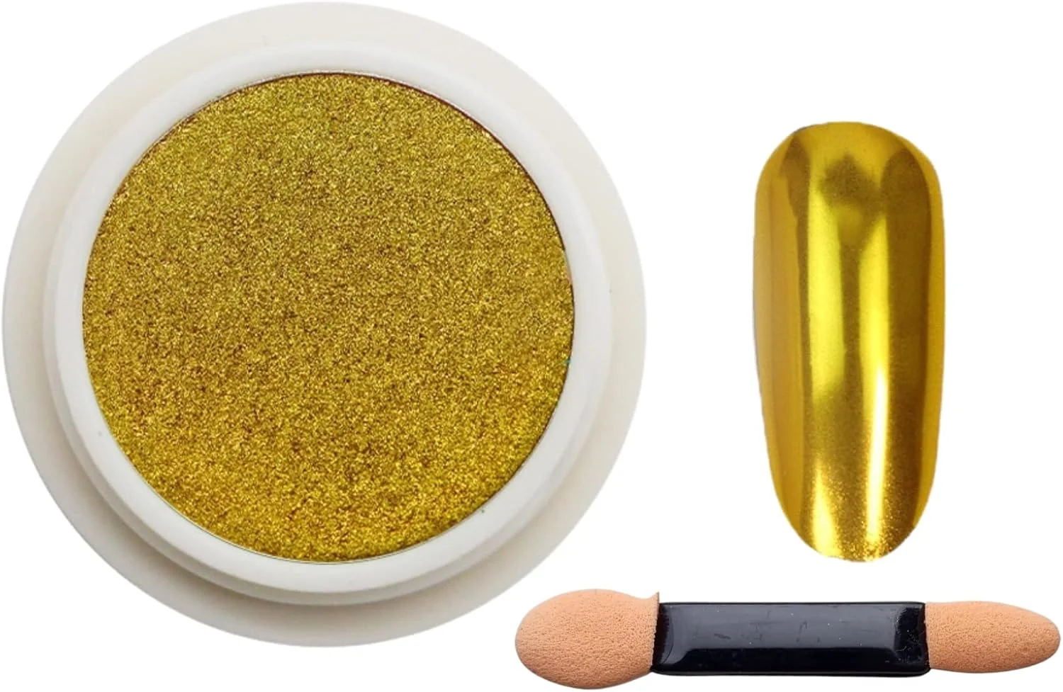 پودر ناخن آینه ای کروم طلایی، LILAH'S NAILS. ست پودر رنگدانه هنر ناخن متالیک، پودر براق ناخن درخشان با جلوه آینه جادویی برای طراحی و تزئین ناخن.