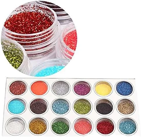 پودر اکلیل طراحی ناخن در 18 رنگ متنوع، مناسب برای پودر اکریلیک و ژل، به همراه برگه تمیز کننده پودر اکلیل طراحی ناخن در 18 رنگ متنوع، مناسب برای پودر اکریلیک و ژل، به همراه برگه تمیز کننده