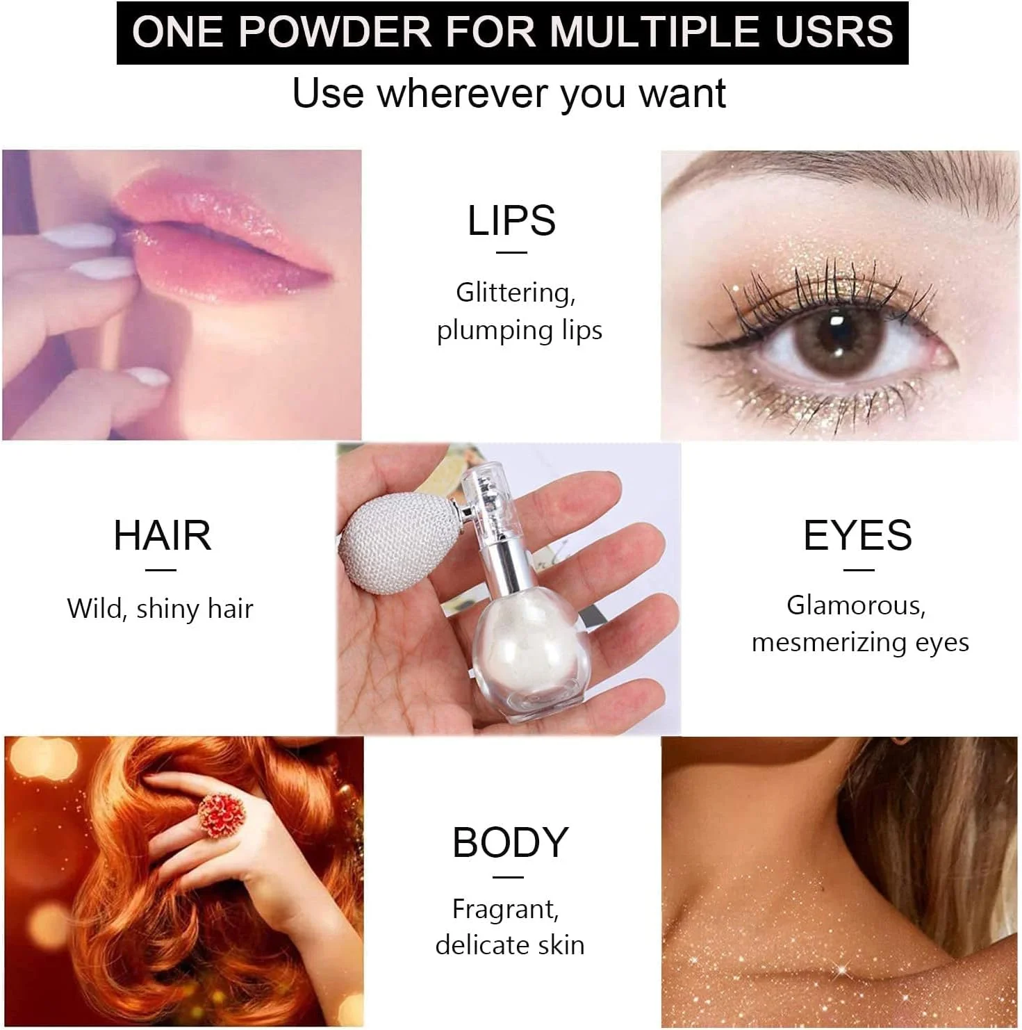 اسپری پودر اکلیلی شیمرینگ MAKINGTEC، پودر کانتور برای آرایش صورت، بدن، مو و ناخن، سایه چشم براق (سفید صدفی)