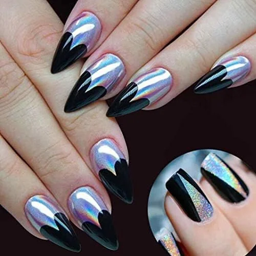 پودر ناخن هولوگرافیک PrettyDiva - پودر رنگدانه مانیکور ناخن کروم رنگین کمانی تک شاخ 1 گرم در هر شیشه