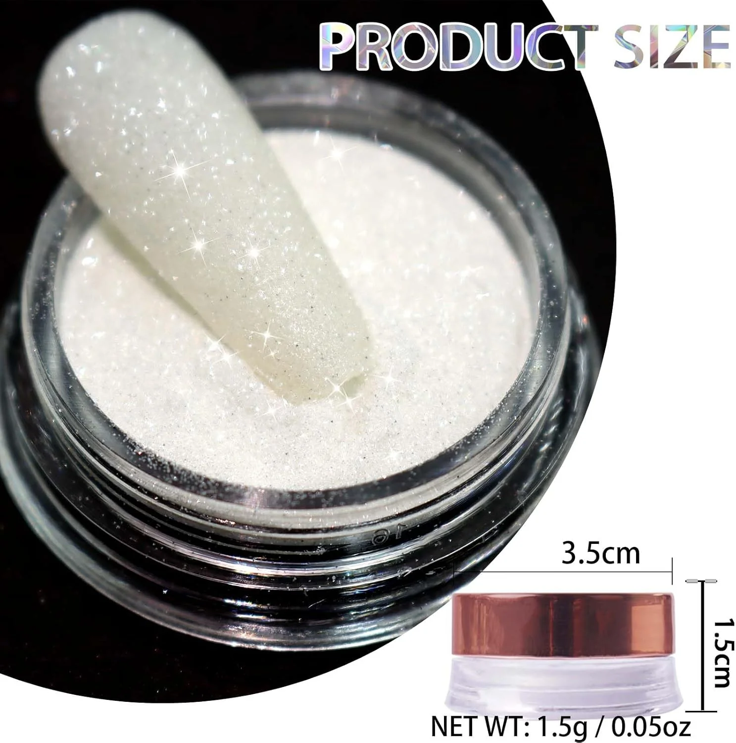 پودر درخشان ناخن الماس Laza 1.5 گرمی، پودر کروم و اکلیل تزئینی ناخن برای طراحی و مانیکور ناخن