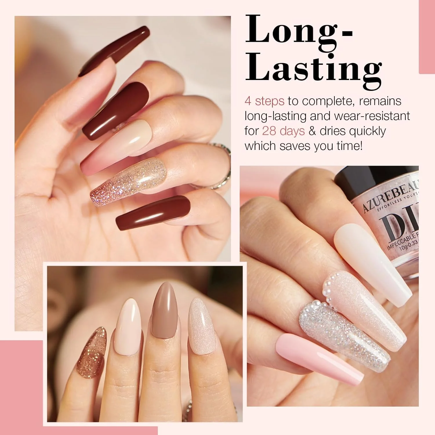 مجموعه پودر کاشت ناخن 31 تکه AZUREBEAUTY، شامل 20 رنگ پودر دیپ اکلیلی، رنگ های برهنه، قهوه ای، صورتی، سفید و خاکستری، ست مایع پودر دیپ به همراه تاپ کت/بیس کت و فعال کننده، مناسب برای طراحی ناخن فرانسوی، مانیکور و طراحی ناخن در منزل، هدیه روز ولنتاین برای بانوان