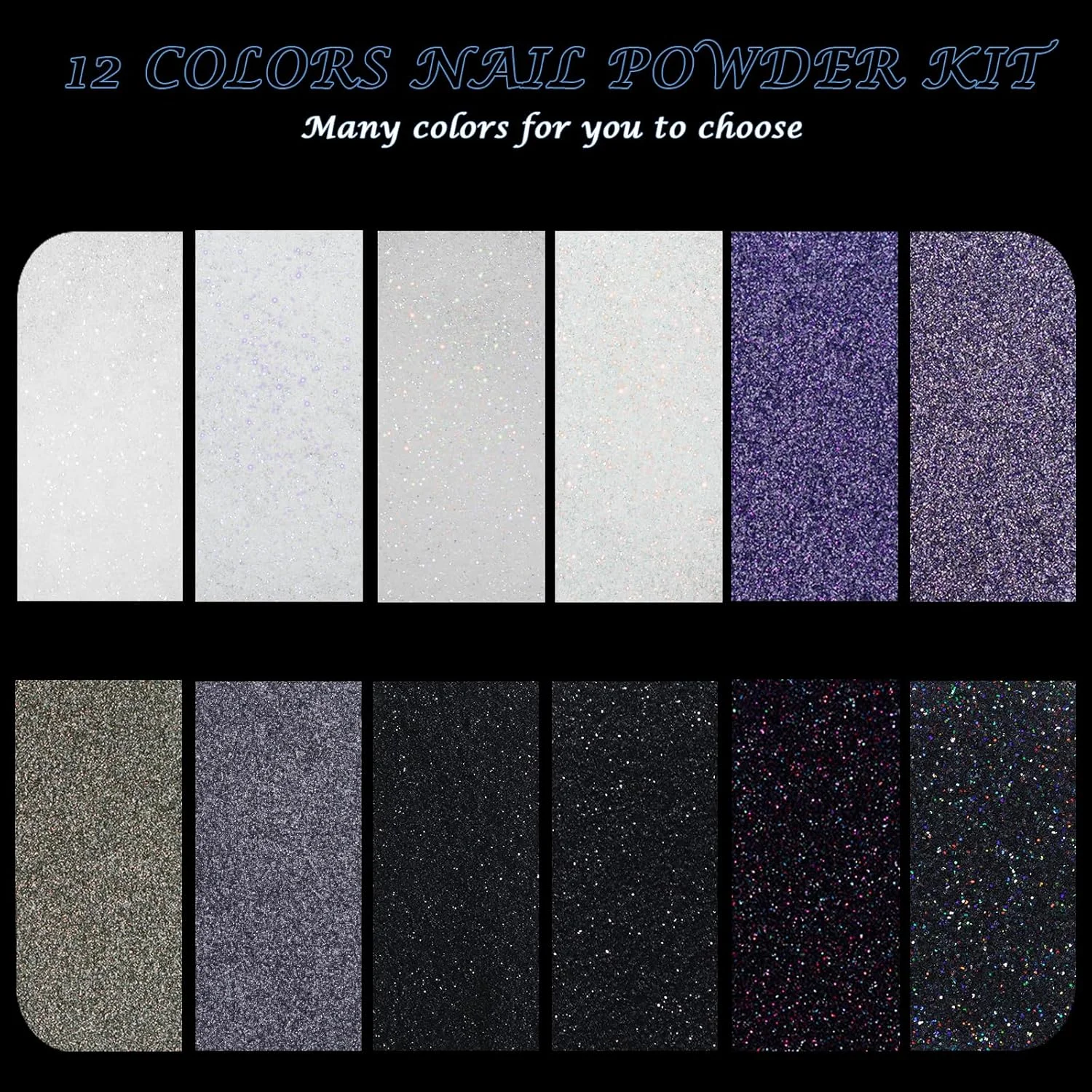 پودر اکلیل ناخن Laza با ۱۲ رنگ، پودر درخشان با افکت شکر، پودر شن و ماسه سفید و سیاه، پوشش آب نباتی، طراحی ناخن برای تزئین نوک ناخن، کاردستی DIY