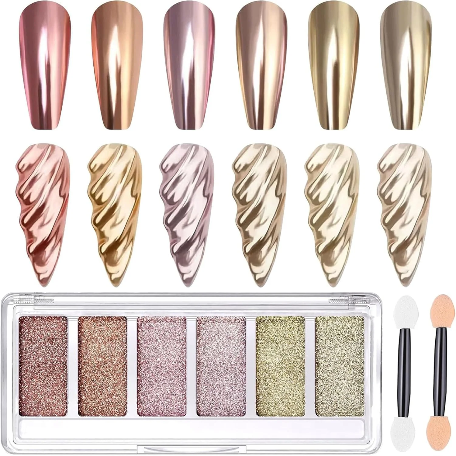 پودر ناخن کروم طلایی تزویق، 6 رنگ با جلوه آینه ای متالیک، پودر کروم ناخن شامپاین صورتی، پودر کروم بنفش روشن رزگلد، گرد اکلیلی با اپلیکاتور، برای استفاده در سالن و DIY پودر ناخن کروم طلایی تزویق، 6 رنگ با جلوه آینه ای متالیک، پودر کروم ناخن شامپاین صورتی، پودر کروم بنفش روشن رزگلد، گرد اکلیلی با اپلیکاتور، برای استفاده در سالن و DIY