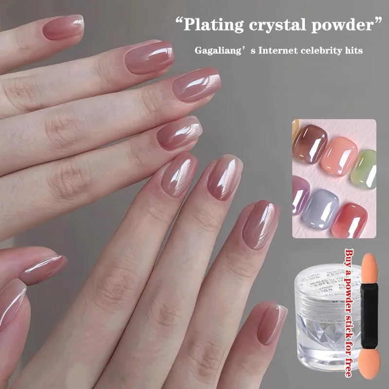 پودر درخشان ناخن سفید صدفی آرورا، کروم، پودر سابیدنی سفید مهتابی