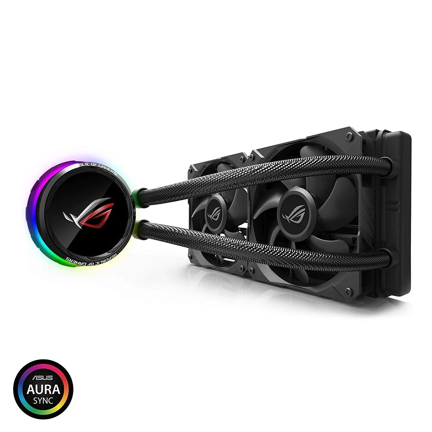 خنک کننده مایع پردازنده ASUS ROG RYUO 240 RGB AIO، رادیاتور 240 میلی‌متری، دو فن 120 میلی‌متری 4 پین PWM با پنل OLED و کنترل فن 1.77 اینچی | 90RC0040-M0UAY0