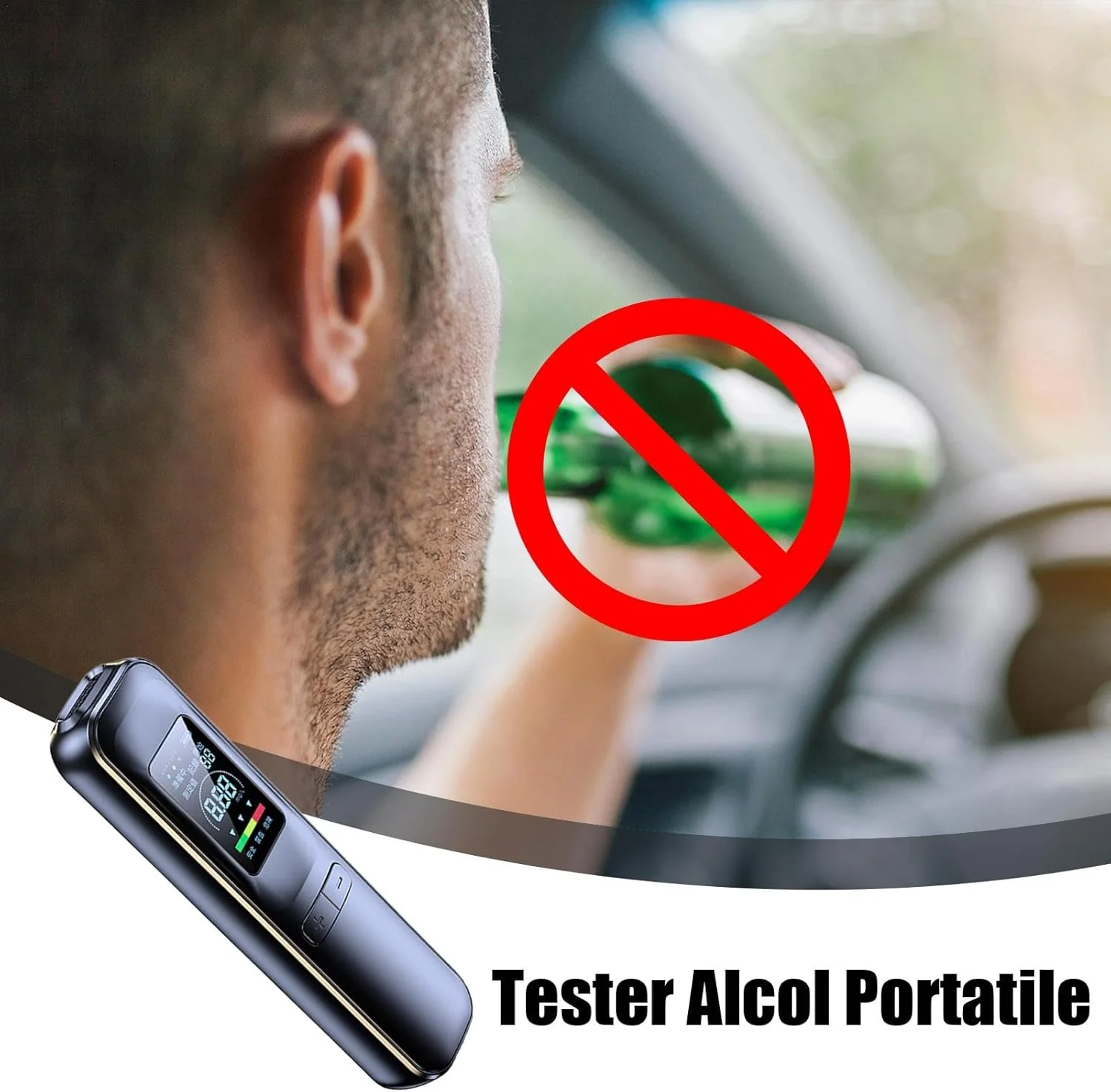 دستگاه تست الکل | دستگاه تست تنفسی دیجیتال قابل حمل، ابزار بدون تماس قابل شارژ USB، نمایشگر با کیفیت بالا، عملکرد هشدار دستگاه تست الکل | دستگاه تست تنفسی دیجیتال قابل حمل، ابزار بدون تماس قابل شارژ USB، نمایشگر با کیفیت بالا، عملکرد هشدار