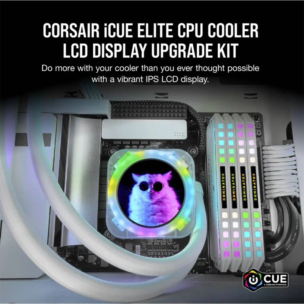 کیت ارتقاء ال سی دی خنک کننده پردازنده Corsair Elite، اندازه صفحه نمایش 2.1 اینچ، 16.7 میلیون رنگ، نرخ تازه سازی 30 هرتز، حداکثر رزولوشن 480x480، Ice - Clear | CW-9060067-WW