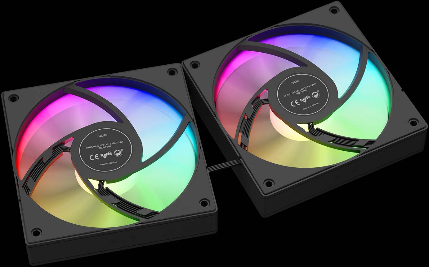 خنک کننده مایع GAMDIAS Chione E4-240، سرعت 800 - 1800 دور در دقیقه، جریان هوای 73.36 CFM، فشار هوای 2.12 mmH2O، کانکتور PWM و 5V sync، مشکی | CHIONE E4-240