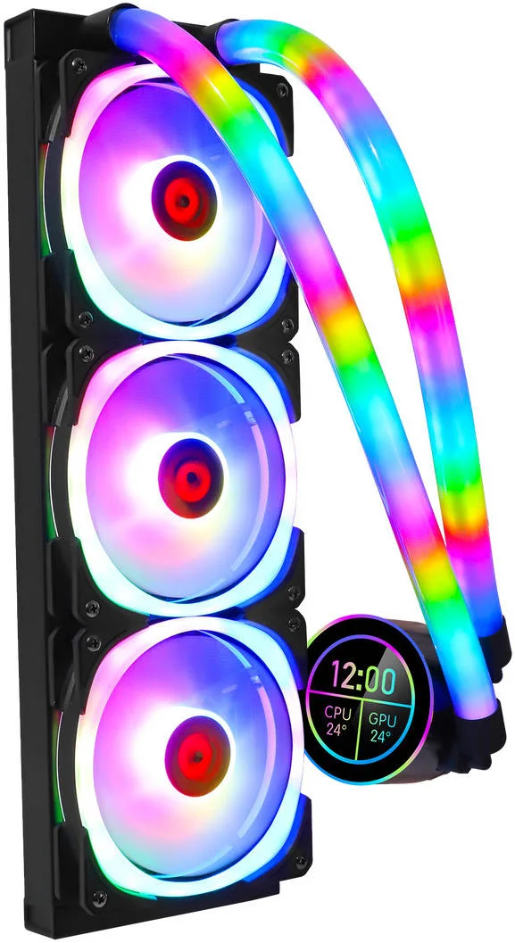 خنک کننده مایع پردازنده GameOn Kraken N360 360mm، لوله aRGB، نمایشگر LCD 2.1 اینچی، سرعت فن تا 1800 دور در دقیقه و جریان هوای 75 CFM، جنس آلومینیوم، فن RGB 120 میلی متری، مشکی | 722777894896