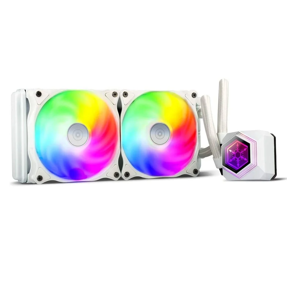 خنک کننده مایع همه کاره 240 میلی متری Silverstone با نورپردازی ARGB، دو فن 120 میلی متری ARGB، مدل PermaFrost، PWM، سازگار با Intel/AMD | SST-PF240W-ARGB-V2