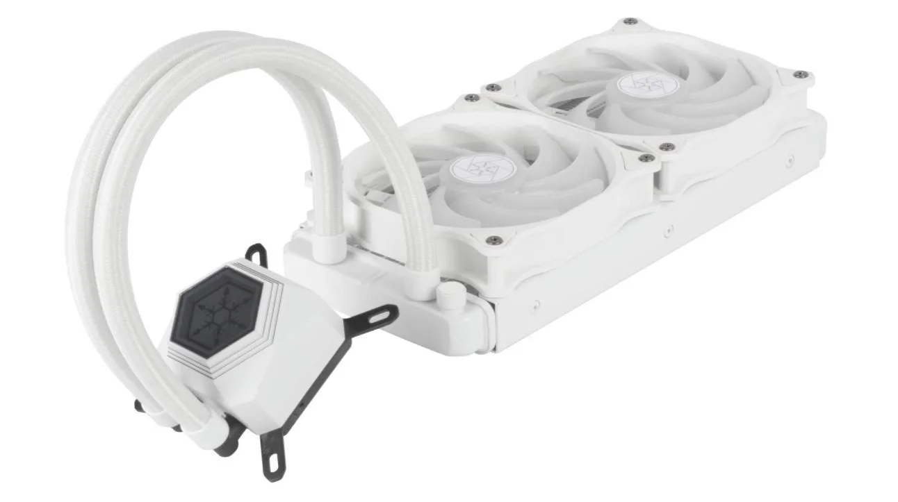 خنک کننده مایع همه کاره 240 میلی متری Silverstone با نورپردازی ARGB، دو فن 120 میلی متری ARGB، مدل PermaFrost، PWM، سازگار با Intel/AMD | SST-PF240W-ARGB-V2