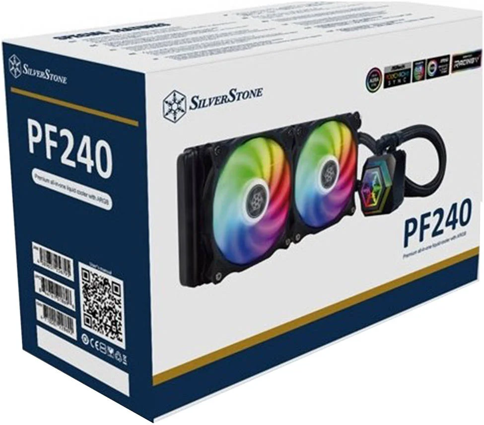 خنک کننده مایع پردازنده SilverStone PF240 ARGB، فن دوگانه، 2x120mm، 12V، پایه مسی با بدنه پلاستیکی | SST-PF240-ARGB