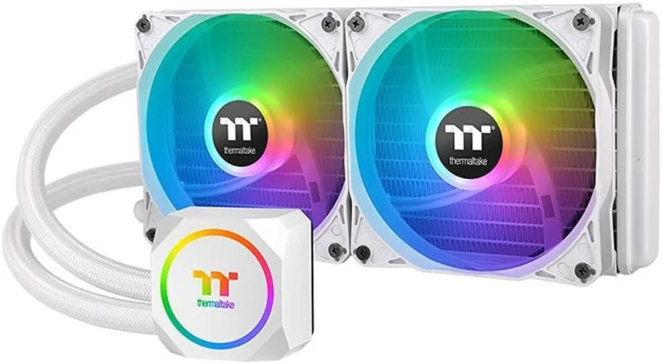 خنک کننده مایع پردازنده Thermaltake TH240 ARGB Sync Snow Edition، سرعت موتور پمپ 3300 دور در دقیقه، سرعت فن 1500 دور در دقیقه، بلوک آب مسی، لوله لاستیکی، سفید | CL-W301-PL12SW-A