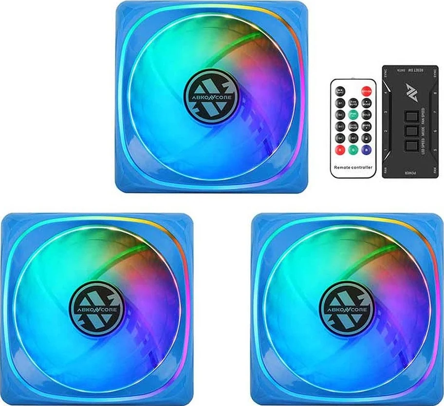 آبکون Core CY120B ARGB Spectrum Sync (بسته 3 عددی) شامل 3 فن 120 میلی‌متری LED ARGB به همراه جعبه کنترل و ریموت کنترل - آبی | CY120B
