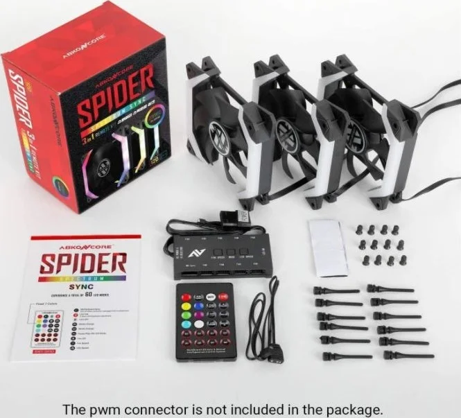 فن های کامپیوتر Abkon Core SP120 RGB، بسته 3 عددی، قاب بلندگوی منحصر به فرد، ARGB 5V همگام سازی مادربرد / کنترلر از راه دور، سرعت و رنگ فن قابل تنظیم، فن هیدرولیک کیس با هاب فن | SP120