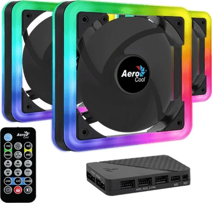 خنک کننده پردازنده LED ایروکول Edge 14 Pro، به همراه هاب کنترل و کنترلر، بسته 3 عددی فن کیس 140 میلی متری ARGB PWM، 800 دور در دقیقه، جریان هوای 35.4 CFM، مشکی | Edge 14 Pro