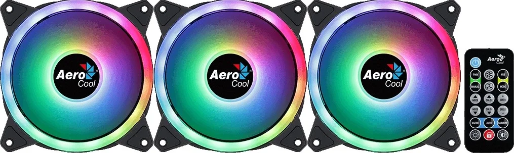 کیت فن کیس ایروکول Duo 12 Pro، 3 عدد فن 120 میلی‌متری، هاب و ریموت ARGB، بلبرینگ هیدرولیک، 1000 دور در دقیقه، جریان هوای 33.4CFM، 19.7dB، 6 پین، بسته 3 عددی | AC-DUO-12-PRO