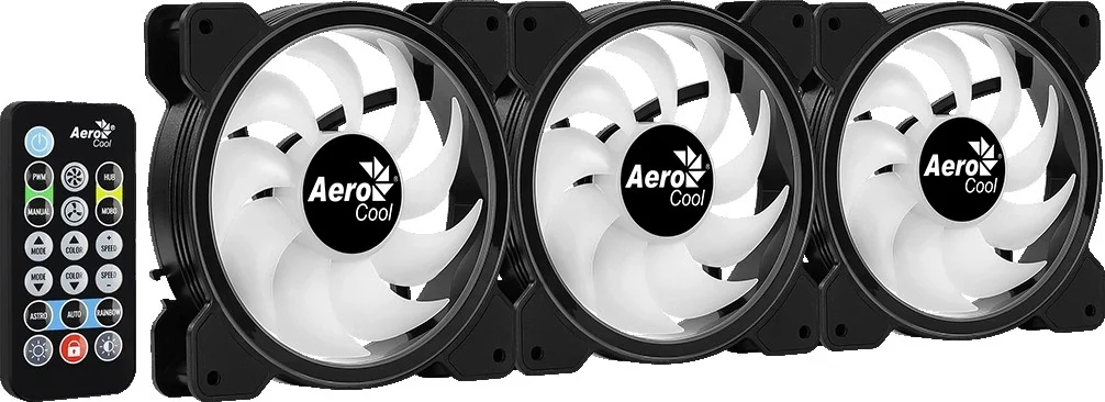 فن کیس Aerocool Saturn 12F ARGB Pro، شامل هاب و کنترلر، 1000 دور در دقیقه، سطح نویز 19.6 دسی بل، 4 پین، قطر فن 120 میلی متر، بسته 3 عددی، مشکی | ACF3-ST10237.01