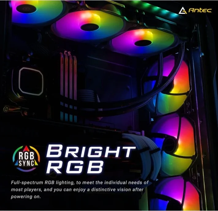 فن کیس 120 میلی‌متری Antec F12 RGB، عملکرد بالا، 4 پین RGB، سرعت فن 1000 دور در دقیقه، جریان هوای 30.5 CFM، مشکی، بسته‌ تکی | F12 RGB
