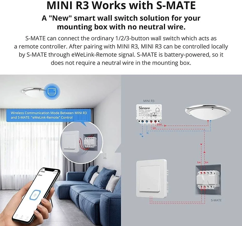 همراه کلید هوشمند سونوف S-Mate، ماژول DIY برای راه حل اتوماسیون خانه هوشمند، برای Mini R3 یا M5 با عملکرد دروازه از راه دور eWeLink، سفید | S-MATE همراه کلید هوشمند سونوف S-Mate، ماژول DIY برای راه حل اتوماسیون خانه هوشمند، برای Mini R3 یا M5 با عملکرد دروازه از راه دور eWeLink، سفید | S-MATE