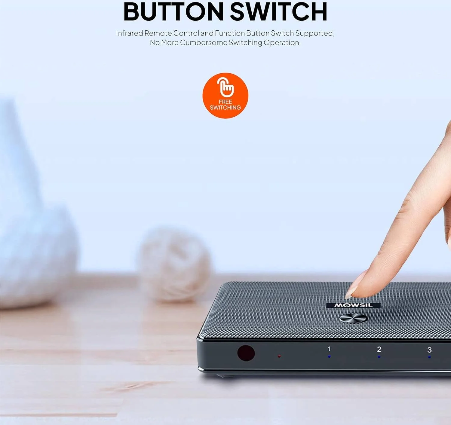 سوئیچ HDMI ماوسیل 3 به 1، پورت برق SV، Ultra HD 4K 3D 1080P، پشتیبانی از DTS، DSD، Dolby AC3 5.1، تا فاصله انتقال 10 متر، سوئیچ دکمه ای، مشکی | MOS131 سوئیچ HDMI ماوسیل 3 به 1، پورت برق SV، Ultra HD 4K 3D 1080P، پشتیبانی از DTS، DSD، Dolby AC3 5.1، تا فاصله انتقال 10 متر، سوئیچ دکمه ای، مشکی | MOS131