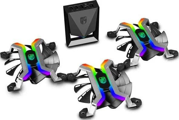 DEEPCOOL MF120 3in1، فن های هوشمند، سیستم نورپردازی RGB با 1.670 میلیون رنگ واقعی، با کنترلر متصل بی سیم از طریق WIFI به ترمینال موبایل کاربر، طراحی بدون قاب | DPGS-FMF120WF-3SW