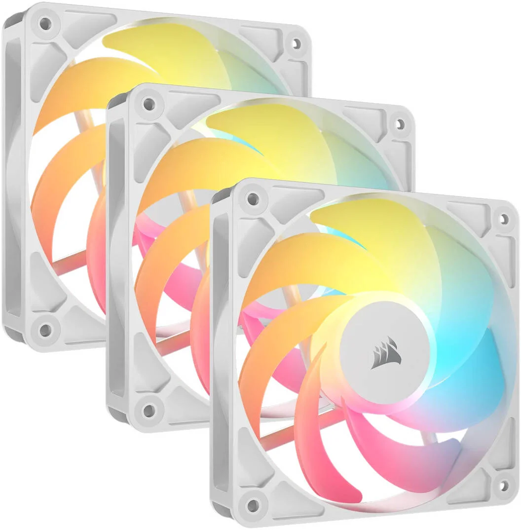 فن های معکوس کورسیر RS120-R ARGB 120mm PWM، جریان هوای فن 65.82 CFM، نوع بلبرینگ مغناطیسی، نوع جریان فشار استاتیک، بسته سه تایی، سفید | CO-9050197-WW