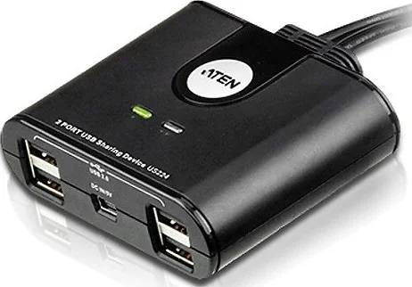 دستگاه اشتراک گذاری لوازم جانبی USB 2.0 دو پورت آتن - مشکی | US224