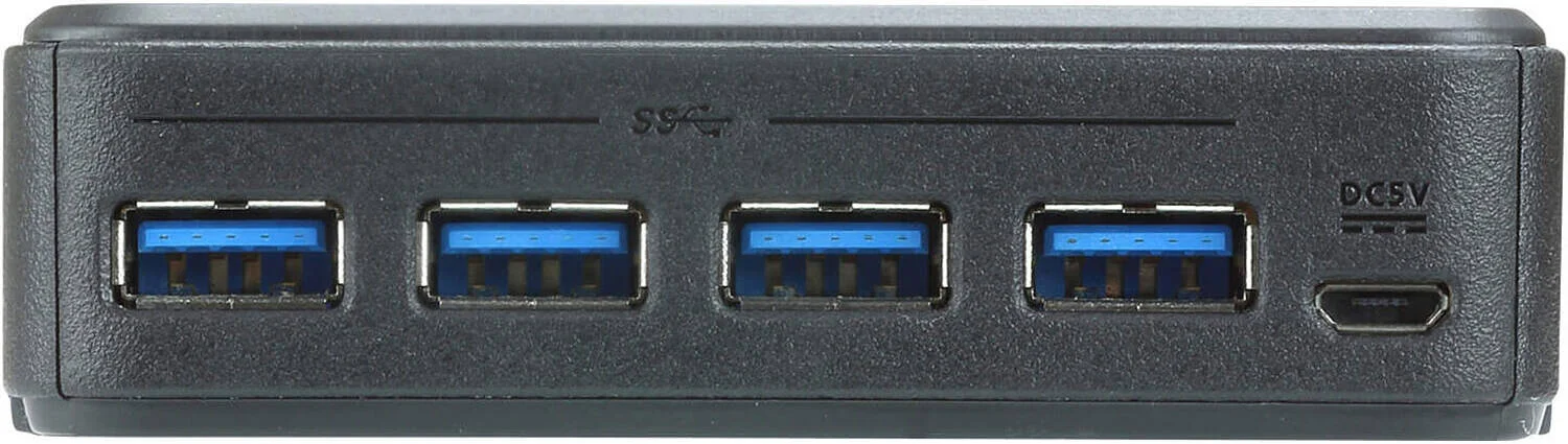 سوئیچ اشتراک‌گذاری لوازم جانبی USB 3.1 Gen-1 با 4 پورت ورودی و 4 پورت خروجی ATEN Technology، اتصال تا 4 دستگاه USB 3.1 Gen-1، سرعت انتقال تا 5 گیگابیت بر ثانیه، نشانگرهای LED، تغذیه از طریق USB، سازگار با ویندوز و مک، مشکی | US3344-AT