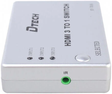 سوئیچ سه به یک HDMI دی-تک مدل DT-7018، رزولوشن 1080p و 3D، پشتیبانی از HDMI 1.4b، پشتیبانی از 250MHz/2.5Gbps در هر کانال، هوشمند/مکانیکی، خاکستری | DT-7018