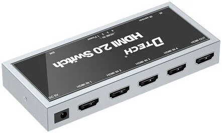سوئیچ HDMI دی-تک DT-7241، رزولوشن 4K@50/60Hz، پشتیبانی از تا 18 گیگابیت بر ثانیه، نسخه HDMI 2.0، HDCP2.2، پشتیبانی از کنترل از راه دور مادون قرمز IR، نرخ کلاک 600MHz 6G TMDS، نقره ای | DT-7241