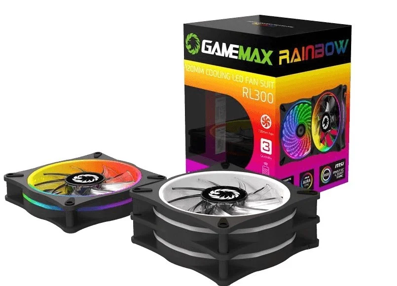 کیت فن خنک کننده گیم مکس RL 300 RAINBOW شامل 3 عدد فن 120 میلی متری، فن های 21LED رنگین کمانی با حلقه دوگانه، کنترل از راه دور RF، فن با واشرهای لاستیکی ضد لرزش | RL-300-RAINBOW کیت فن خنک کننده گیم مکس RL 300 RAINBOW شامل 3 عدد فن 120 میلی متری، فن های 21LED رنگین کمانی با حلقه دوگانه، کنترل از راه دور RF، فن با واشرهای لاستیکی ضد لرزش | RL-300-RAINBOW