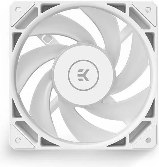 فن EK-Loop Fan FPT 120 D-RGB، بلبرینگ دینامیکی سیال، کابل تکی PWM و D-RGB، اکوسیستم EK-OmniLink، سرعت فن 550-2300 دور در دقیقه، حداکثر جریان هوای 77.00 CFM، سفید | 3831109898048