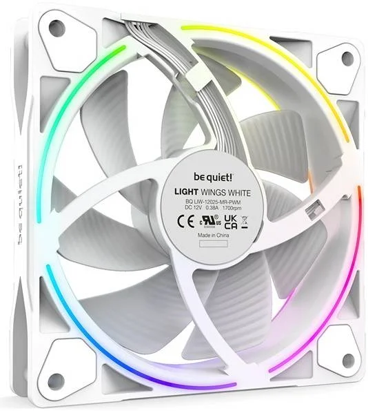فن های کیس بی صدا! Light Wings 120mm PWM aRGB، دارای 7 پره فن بهینه شده برای سکوت، جریان هوای تا 70.53 CFM و سرعت فن 1700 RPM، فناوری بلبرینگ تفنگی، بسته سه تایی، سفید | BL100