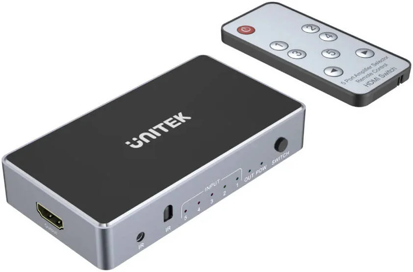 سوئیچ 5 به 1 HDMI با رزولوشن 4K UHD، دارای 5 ورودی HDMI و 1 خروجی HDMI، عمق رنگ 12 بیتی و قابلیت عبور سه بعدی، Dolby TrueHD و DTS-HD، رنگ خاکستری فضایی | V1110A