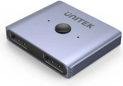 سوئیچ دو طرفه DisplayPort 8K یونیتک، تا رزولوشن 8K@60Hz/4K@120Hz، سوئیچ تک کلیدی، بدنه آلومینیومی، خاکستری فضایی | V1609A