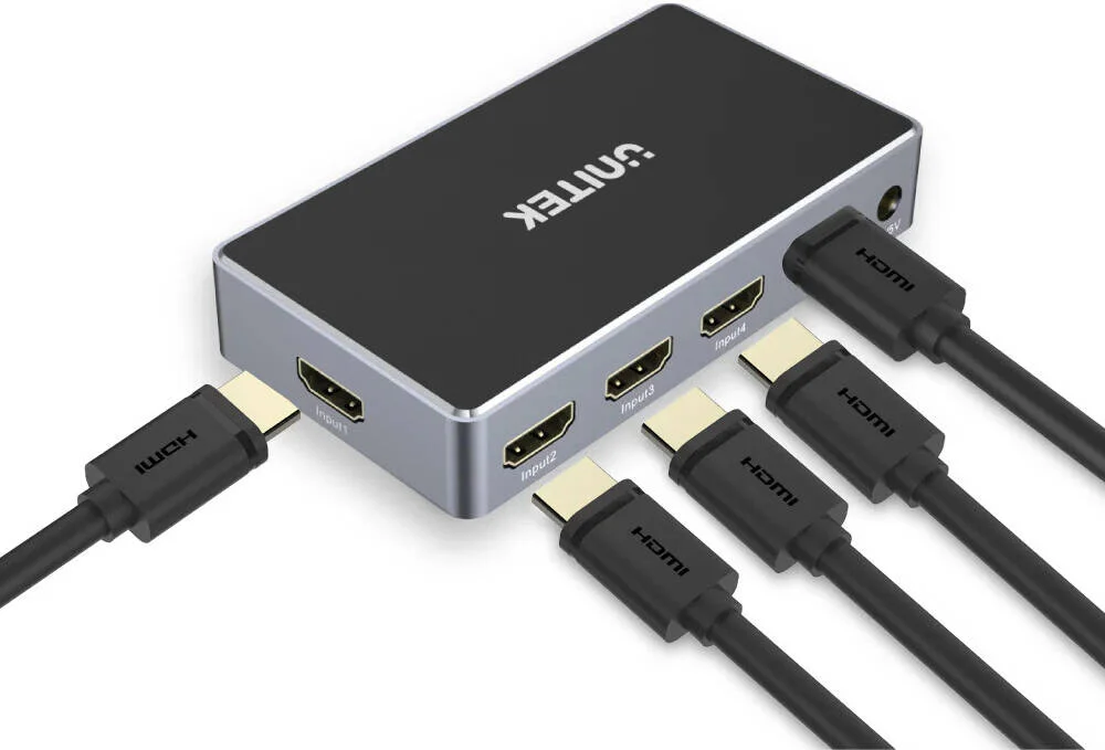 سوئیچ 5 به 1 HDMI با رزولوشن 4K UHD، دارای 5 ورودی HDMI و 1 خروجی HDMI، عمق رنگ 12 بیتی و قابلیت عبور سه بعدی، Dolby TrueHD و DTS-HD، رنگ خاکستری فضایی | V1110A