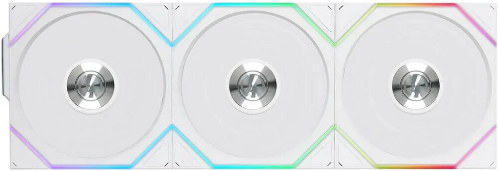 فن کیس بی‌سیم Lian-Li UNI FAN TL 120 با پره معکوس، سایز فن 120 میلی‌متر، سرعت فن 2300 دور در دقیقه، جریان هوای فن 83.4 CFM، نوع بلبرینگ Fluid Dynamic، جنس PBT و PA66، بسته‌ سه تایی، سفید | 12RTL1W3W