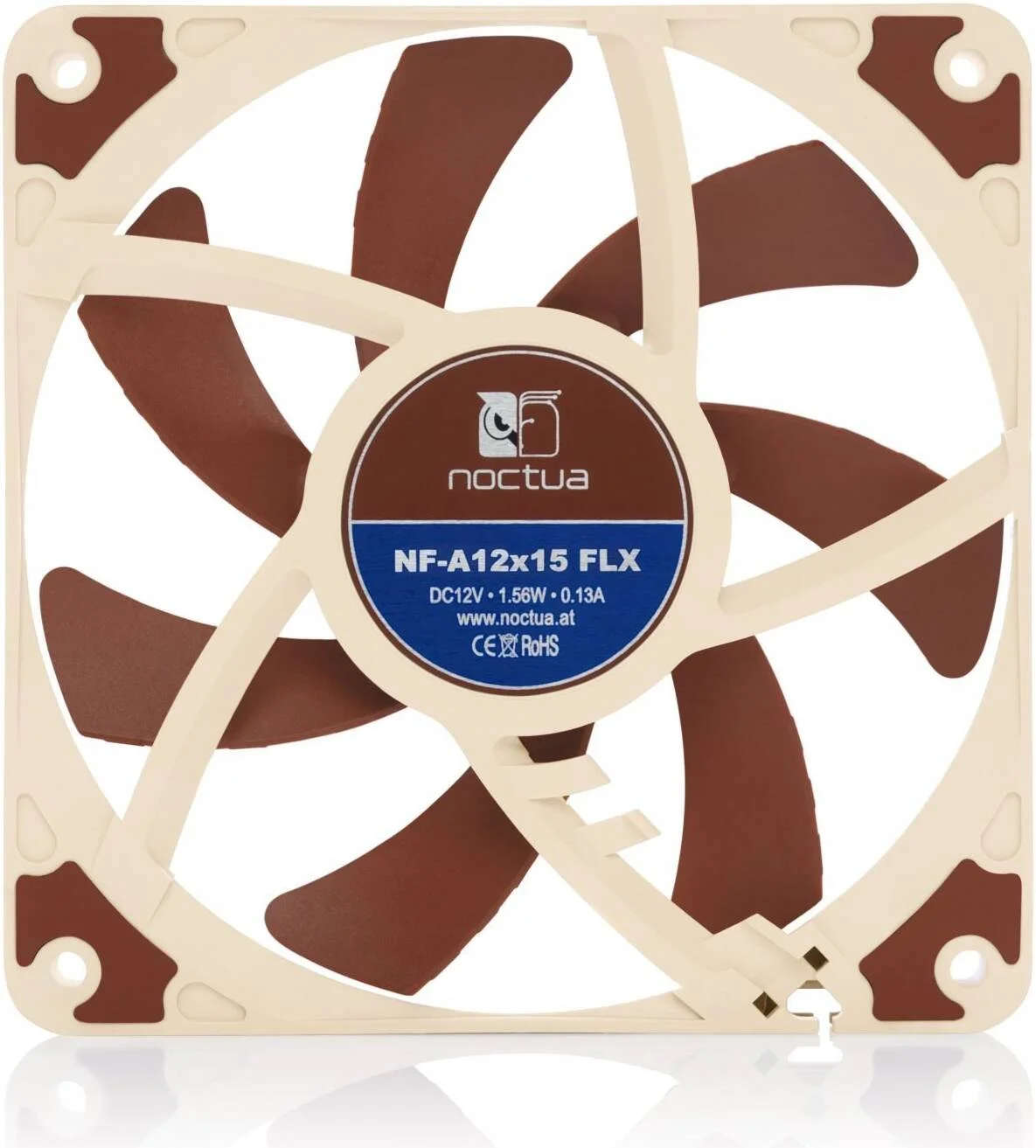 فن کیس Noctua NF-A12x15 FLX، سایز فن 120mm x 120mm، سرعت فن 1850 RPM، جریان هوای فن 55.44 CFM، بلبرینگ SSO2، فریم AAO، سری A با کانال های شتاب جریان، قهوه ای | NF-A12x15 FLX
