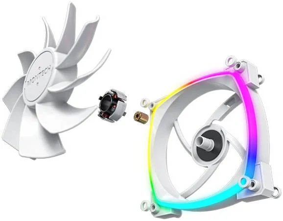 فن کیس مونتک AX120 PWM aRGB، سایز فن 120 میلی‌متر، سرعت فن 1600 دور در دقیقه، جریان هوای فن 59 CFM، نوع بلبرینگ Rifle، کنترل هوشمند 4 پین PWM، تک عددی، سفید | AX-120-WHITE