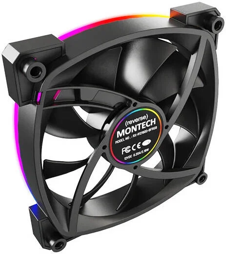 فن کیس معکوس Montech RX120 PWM aRGB، سایز فن 120 میلی‌متر، سرعت فن 1600 دور در دقیقه، جریان هوای 59 CFM، نوع بلبرینگ Rifle، کنترل هوشمند 4 پین PWM، تک عددی، مشکی | RX-120-BLACK