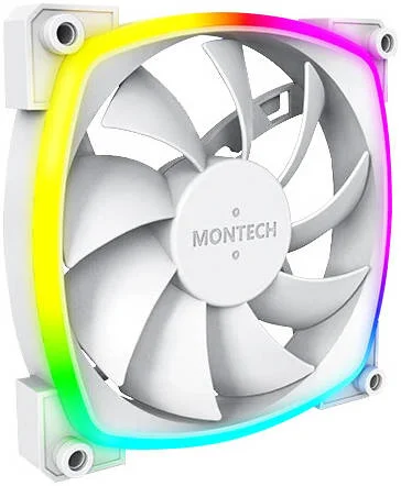 فن کیس مونتک AX120 PWM aRGB، سایز فن 120 میلی‌متر، سرعت فن 1600 دور در دقیقه، جریان هوای فن 59 CFM، نوع بلبرینگ Rifle، کنترل هوشمند 4 پین PWM، تک عددی، سفید | AX-120-WHITE