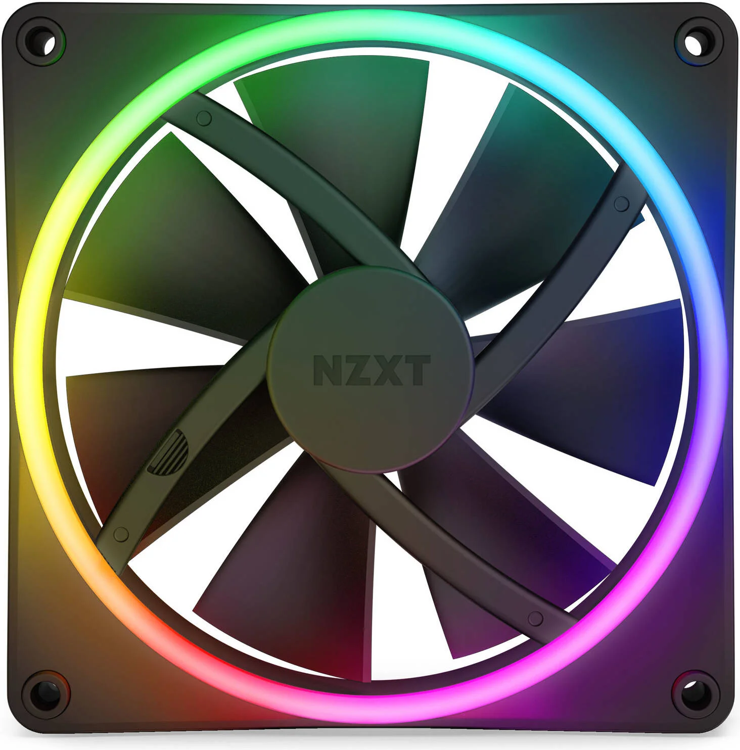 فن دو طرفه RGB مدل NZXT F140 RGB DUO سایز ۱۴۰ میلی‌متر، بلبرینگ دینامیکی سیال، نورپردازی RGB، سرعت چرخش تا ۱۸۰۰ دور در دقیقه، جریان هوای ۸۴.۷۵ CFM، خنک و کم صدا، بسته دوتایی، مشکی | RF-D14SF-B1