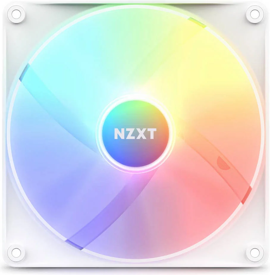 فن کیس NZXT F140 RGB Core، سایز فن 140x140 میلی‌متر، سرعت فن 1500 دور در دقیقه، جریان هوای 90.79 CFM، سطح نویز 34.48 dBA، بلبرینگ Fluid Dynamic، جنس پلاستیک، لاستیک و PCB، جعبه باز، سفید | CL-2202